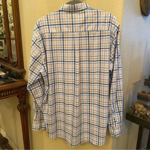 PETER MILLAR Men Multicolor Pastel Plaid Button Long Sleeve Top Size XL - Picture 5 of 9